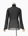 Half Zip Gradation Knit Top - black
