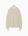 Half Zip Gradation Knit Top - ecru