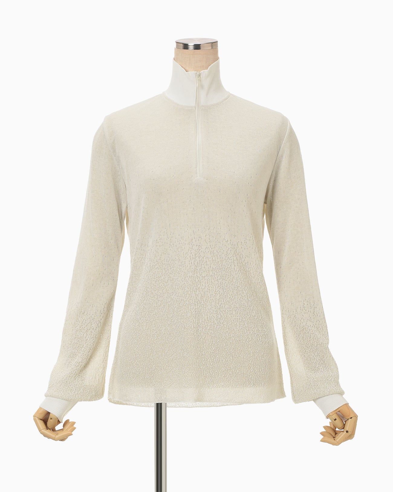 mame kurogouchi／knit best tops Half Zip Gradation Knit Top - ecru - Mame Kurogouchi