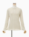 Half Zip Gradation Knit Top - ecru