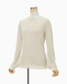 Half Zip Gradation Knit Top - ecru