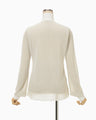 Half Zip Gradation Knit Top - ecru