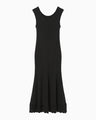 Ribbed Eyelet Knit Dress - black