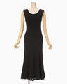 Ribbed Eyelet Knit Dress - black