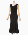 Ribbed Eyelet Knit Dress - black