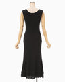 Ribbed Eyelet Knit Dress - black