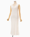 Ribbed Eyelet Knit Dress - white