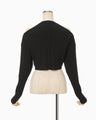 Ribbed Eyelet Knit Long Sleeve Top - black