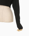 Ribbed Eyelet Knit Long Sleeve Top - black