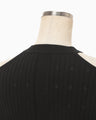 Ribbed Eyelet Knit Long Sleeve Top - black