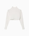 Ribbed Eyelet Knit Long Sleeve Top - white