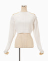 Ribbed Eyelet Knit Long Sleeve Top - white