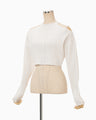 Ribbed Eyelet Knit Long Sleeve Top - white