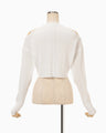 Ribbed Eyelet Knit Long Sleeve Top - white