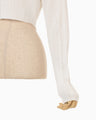 Ribbed Eyelet Knit Long Sleeve Top - white