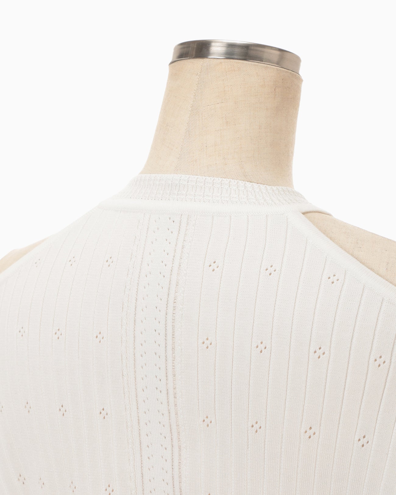 Ribbed Eyelet Knit Long Sleeve Top - white - Mame Kurogouchi