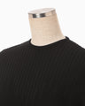 Ribbed Eyelet Knit Short Sleeve Top - black