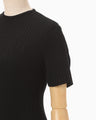 Ribbed Eyelet Knit Short Sleeve Top - black