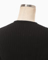 Ribbed Eyelet Knit Short Sleeve Top - black