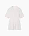 Ribbed Eyelet Knit Short Sleeve Top - white