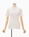 Ribbed Eyelet Knit Short Sleeve Top - white