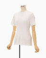 Ribbed Eyelet Knit Short Sleeve Top - white