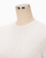 Ribbed Eyelet Knit Short Sleeve Top - white