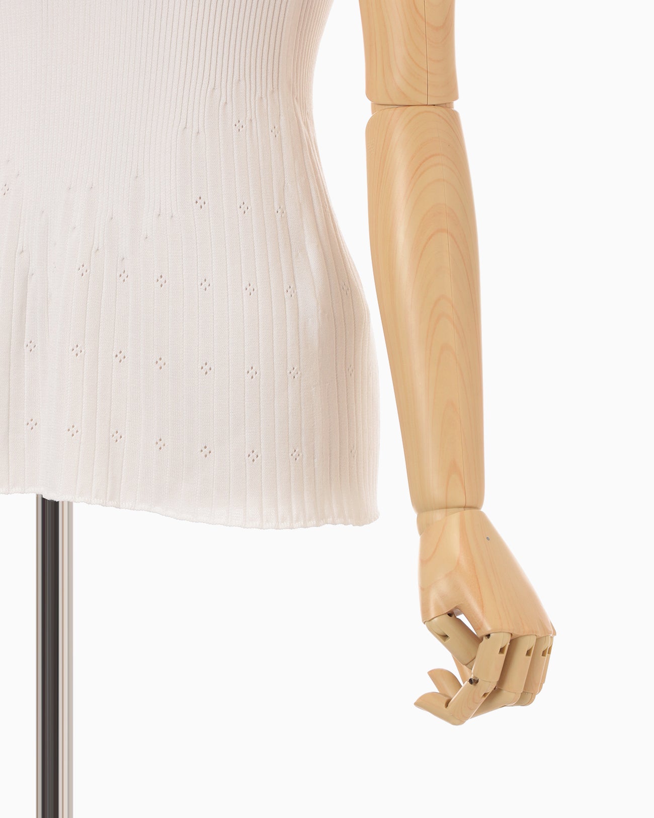 う*様 【即完品】Mame Kurogouchi Hole Knitted T Ribbed Eyelet Knit Short Sleeve Top - white - Mame Kurogouchi