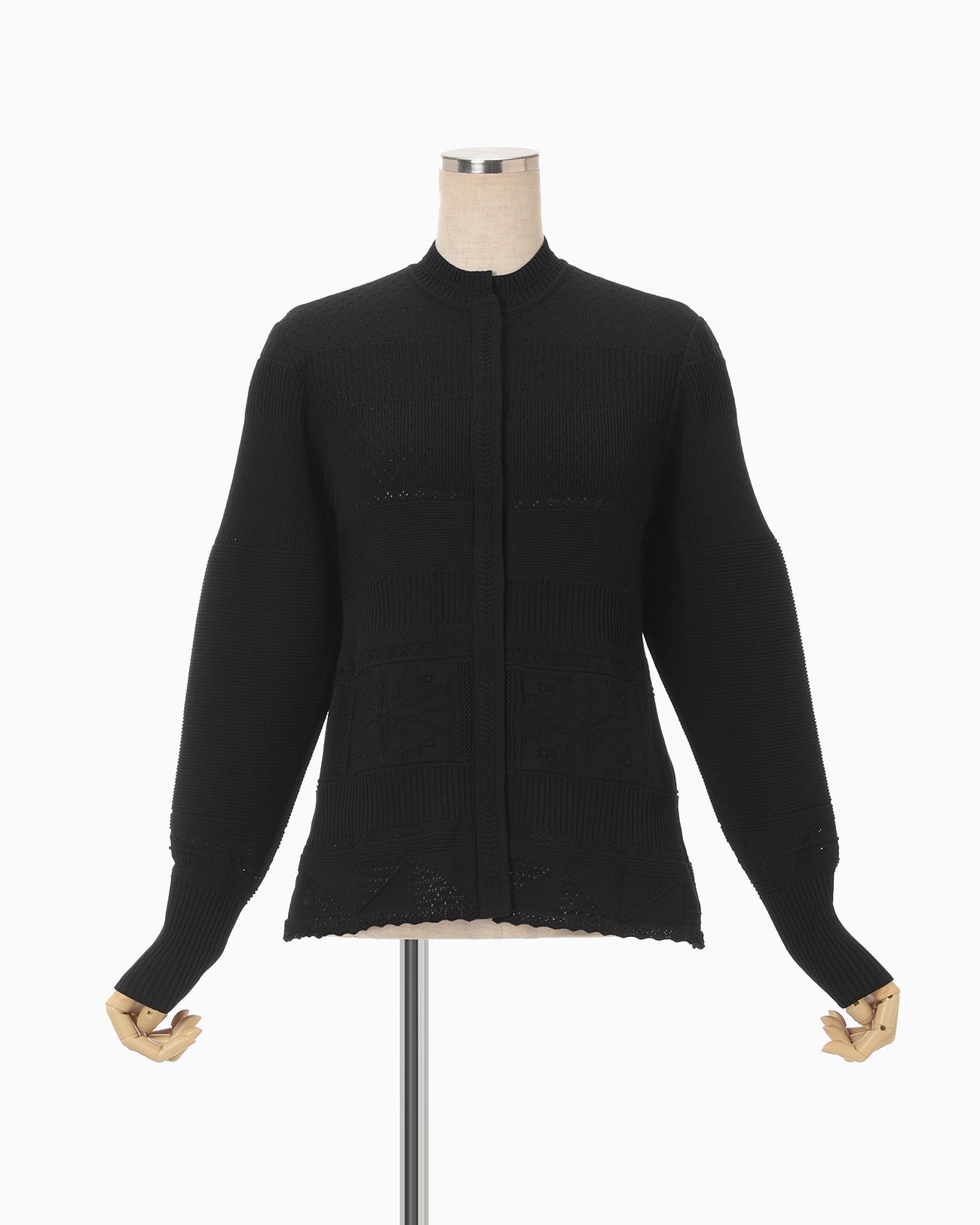 Knit Lace Cardigan - black - Mame Kurogouchi