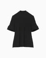 Knit Lace Short Sleeve Top - black