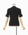 Knit Lace Short Sleeve Top - black