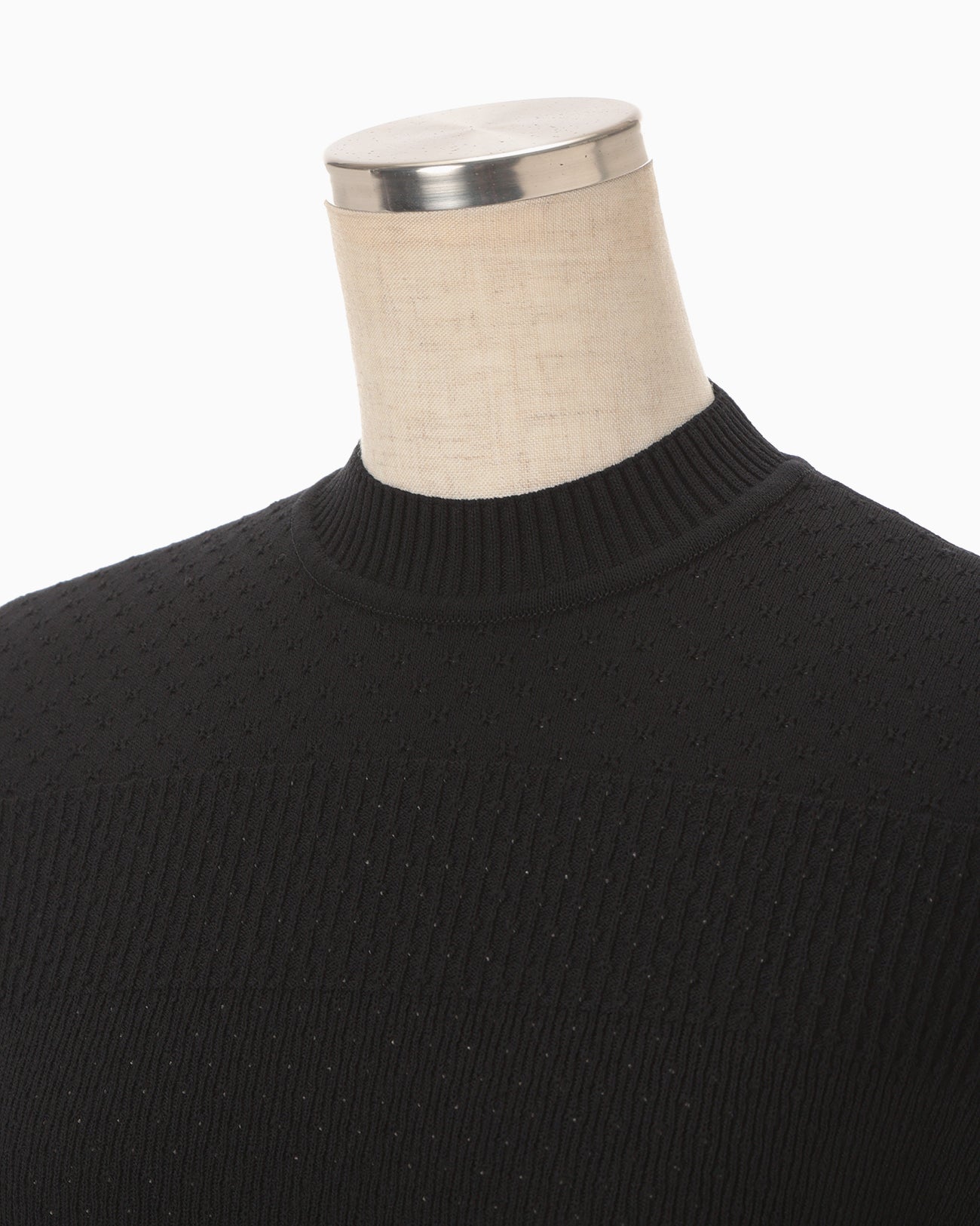 Knit Lace Short Sleeve Top - black - Mame Kurogouchi