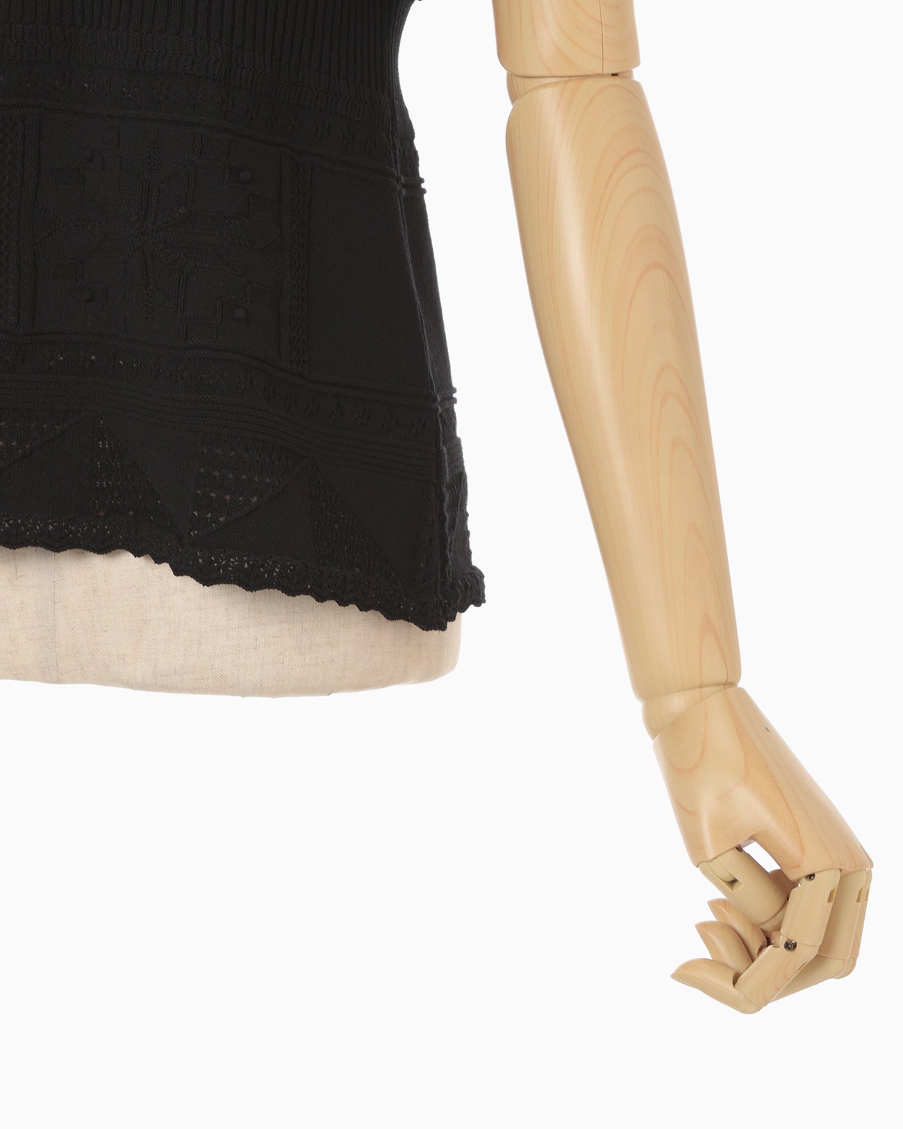 Knit Lace Short Sleeve Top - black - Mame Kurogouchi
