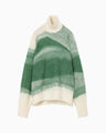 Wool Mohair High Neck Knit Top - green