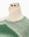 Wool Mohair High Neck Knit Top - green