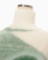 Wool Mohair High Neck Knit Top - green