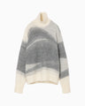 Wool Mohair High Neck Knit Top - grey