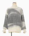 Wool Mohair High Neck Knit Top - grey