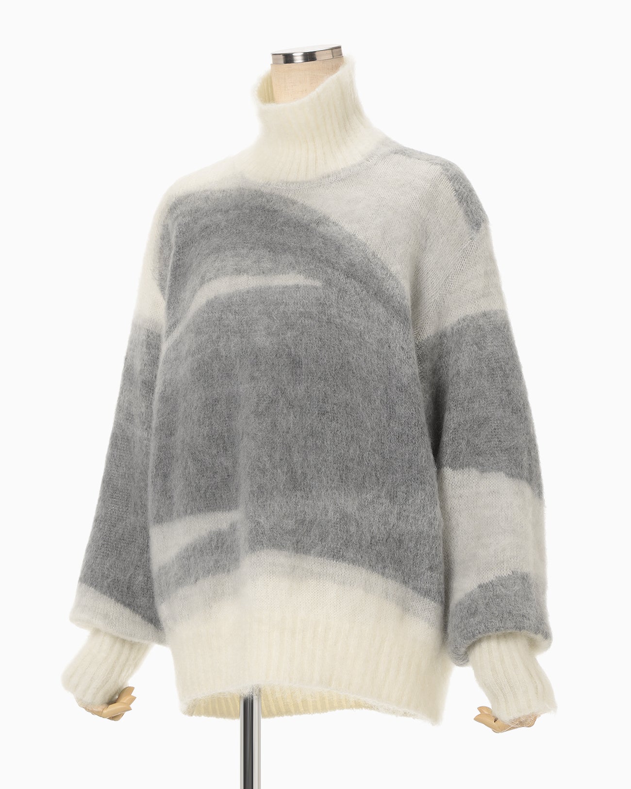 Wool Mohair High Neck Knit Top - grey - Mame Kurogouchi