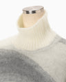 Wool Mohair High Neck Knit Top - grey
