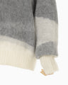 Wool Mohair High Neck Knit Top - grey