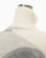 Wool Mohair High Neck Knit Top - grey