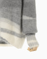 Wool Mohair Crew Neck Knit Top - grey