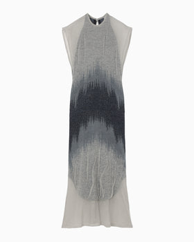 Sheer Jacquard Knit Dress - navy