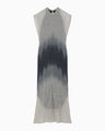 Sheer Jacquard Knit Dress - navy