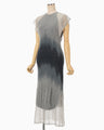 Sheer Jacquard Knit Dress - navy