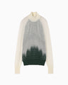Sheer Jacquard High Neck Knit Top - green