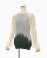 Sheer Jacquard High Neck Knit Top - green