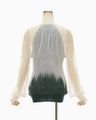 Sheer Jacquard High Neck Knit Top - green
