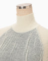 Sheer Jacquard High Neck Knit Top - green